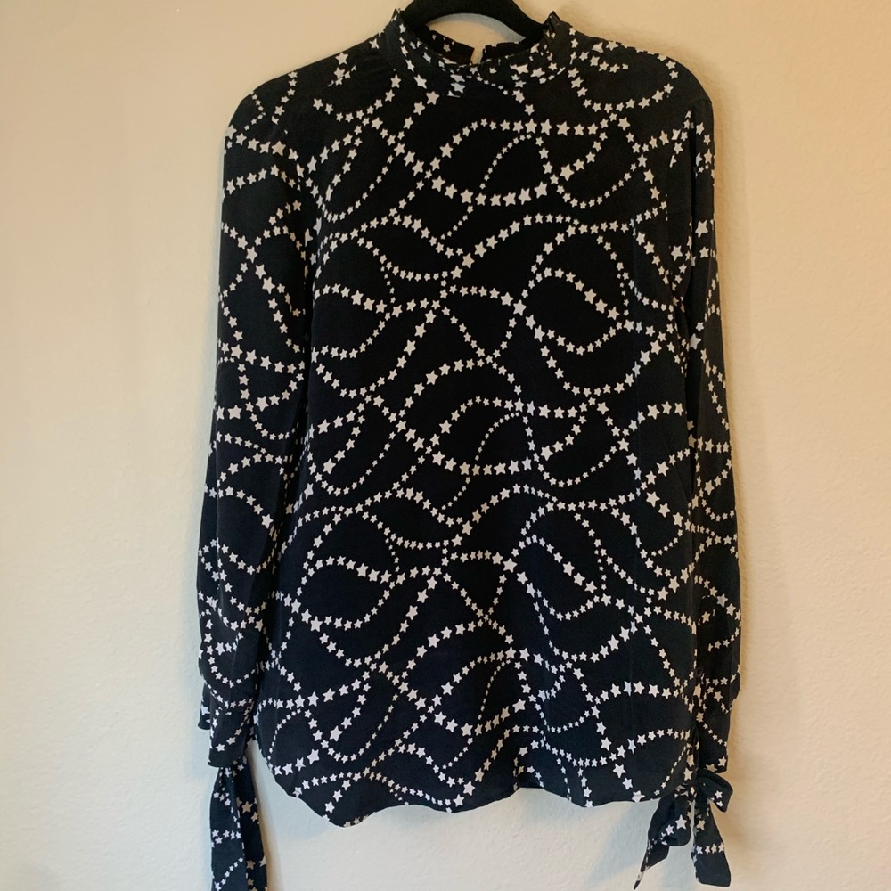 Equipment high neck blouse with bow details.